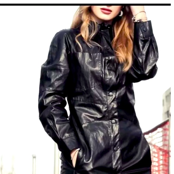 Zara Faux Leather Long Sleeve Mini Dress Black M - Picture 1 of 5